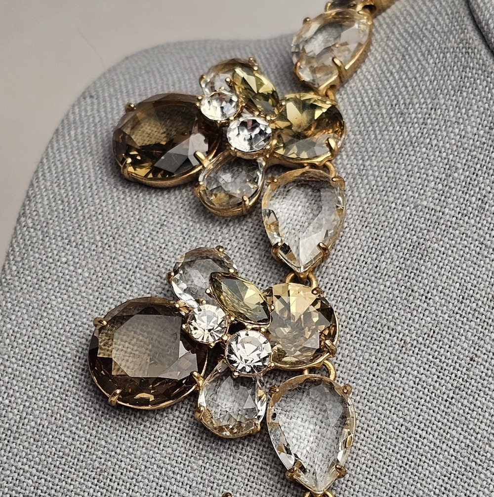 [J. Crew] Smokey Crystal Drop Bib Bumble Bee Statement Necklace - Picture 5 of 16